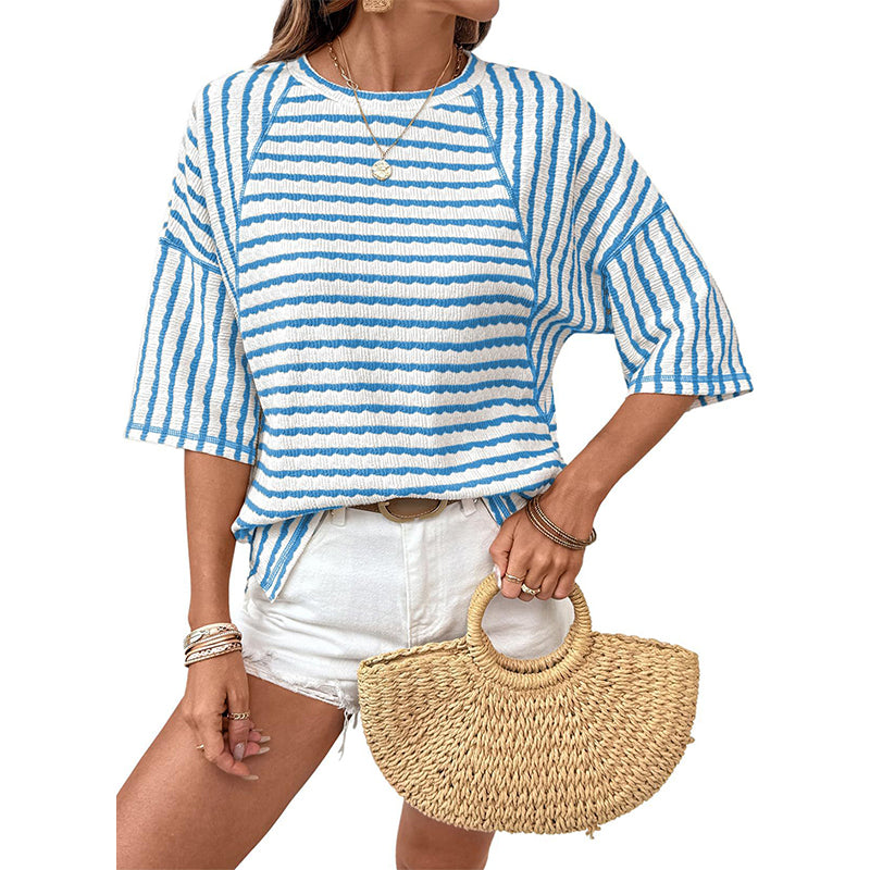 👕Last Day Special Price £15.99!!✨Women's Striped Relaxed Fit T-Shirt🔥Effortlessly Chic, Ultra-Comfortable & Wardrobe-Ready for Every Casual Moment!