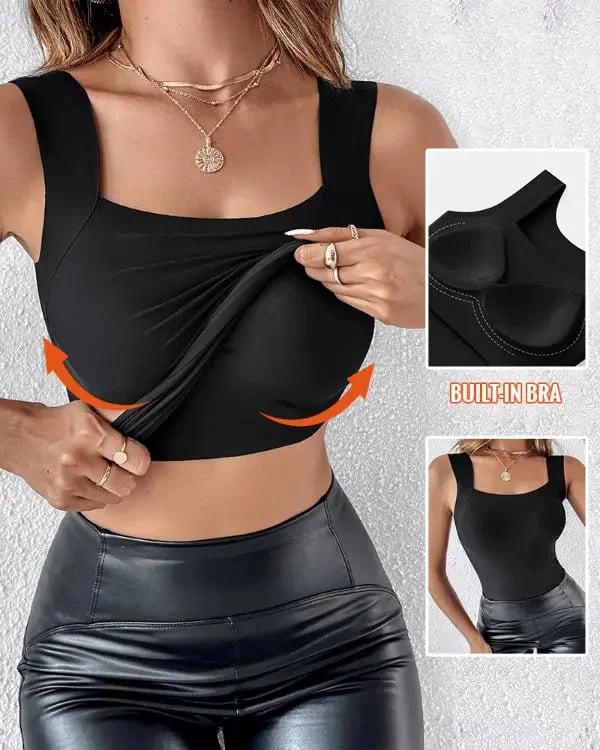 🏆Last Day Special Price ￡10.99!!💐Women's U Neck Tank Tops with Built-In Bra