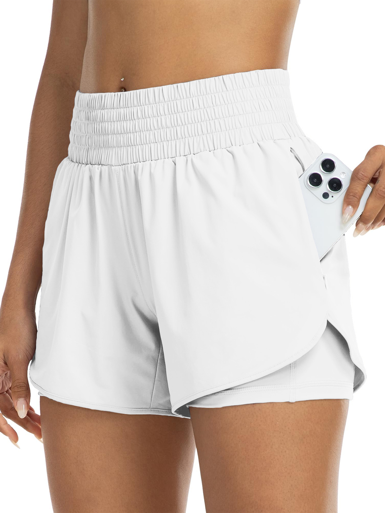 Women‘s High-Rise Layered Shorts | Comfy Skinny Fit with Pocket Detail🔥Buy 2 Free Shipping