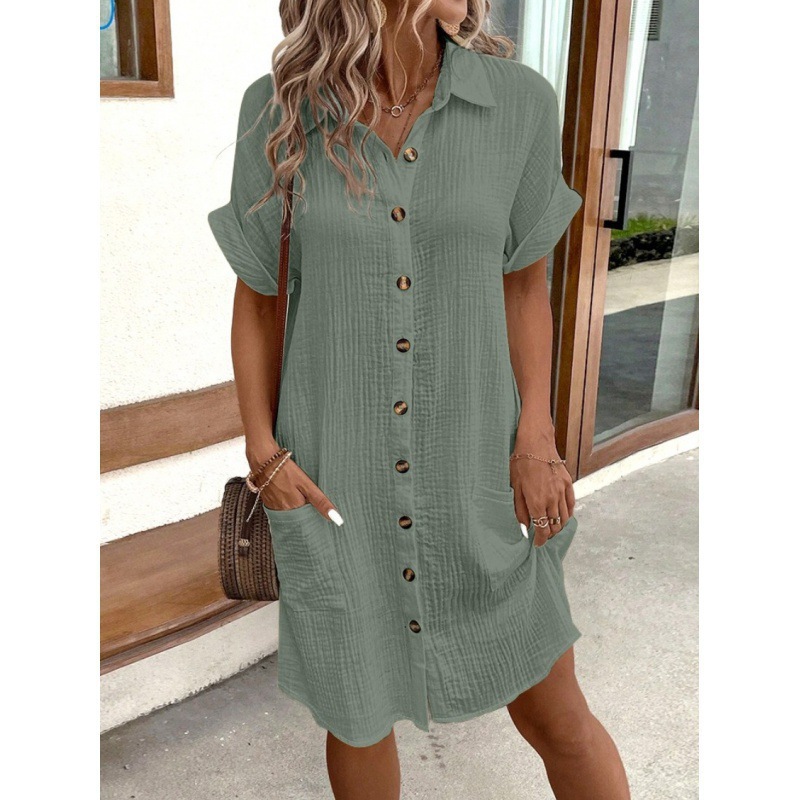 Women‘s Button-Down Midi Dress | Casual Cover-Up, Relaxed Fit, Side Pockets🔥Buy 2 Free Shipping