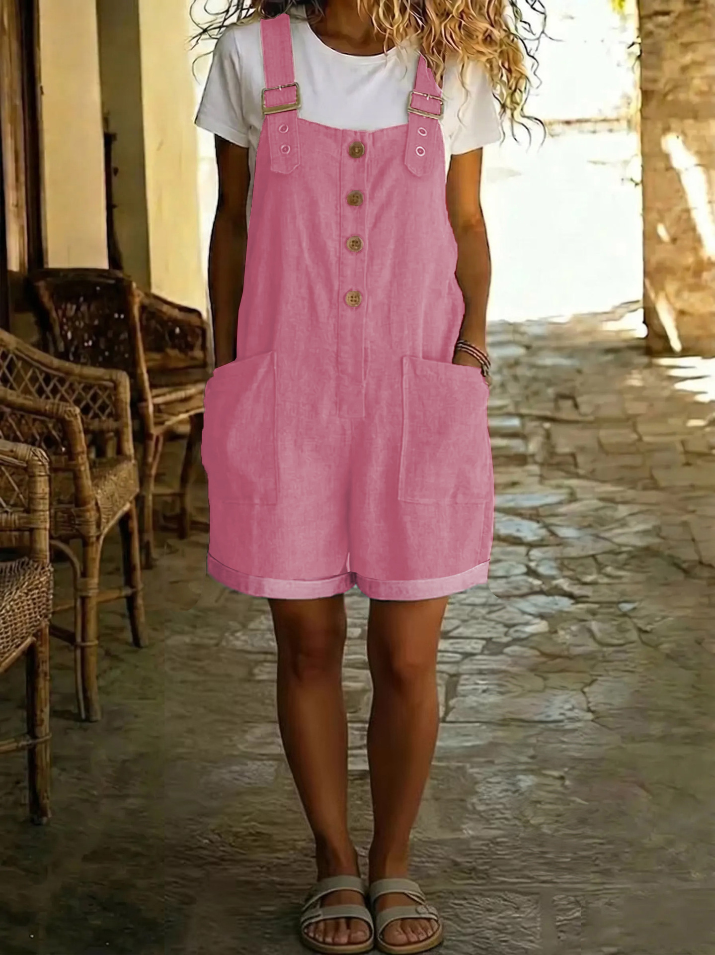 🌿Summer Sale - 50% OFF!👖Women's Casual Button-Front Overalls