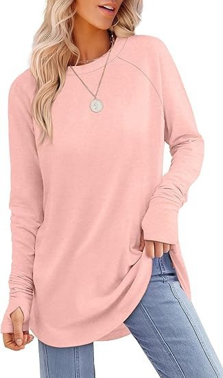 🎉New Arrival💛Women‘s Casual Tunic with Thumb Holes | Round Neck, Cuffed Sleeve🔥Buy 2 Free Shipping& 10% off