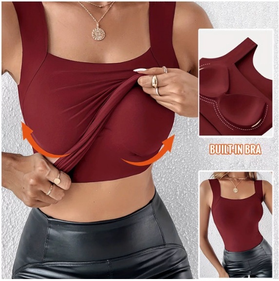 🏆Last Day Special Price ￡10.99!!💐Women's U Neck Tank Tops with Built-In Bra