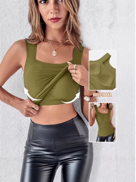 🏆Last Day Special Price ￡10.99!!💐Women's U Neck Tank Tops with Built-In Bra