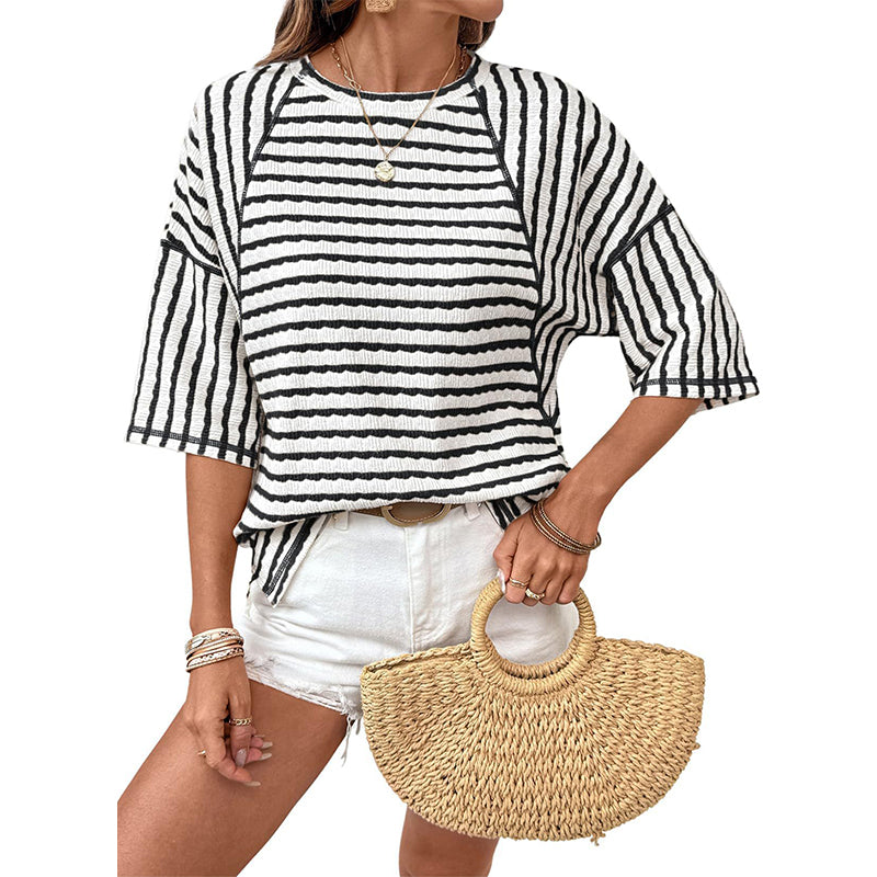 👕Last Day Special Price £15.99!!✨Women's Striped Relaxed Fit T-Shirt🔥Effortlessly Chic, Ultra-Comfortable & Wardrobe-Ready for Every Casual Moment!