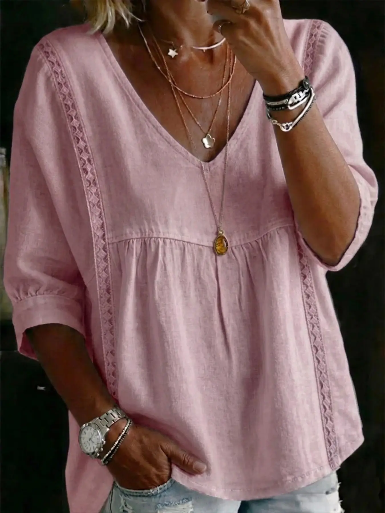 🎉New Arrival💛Women’s Summer Cotton Linen V-Neck T-Shirt 🔥Buy 2 Free Shipping& 10% off