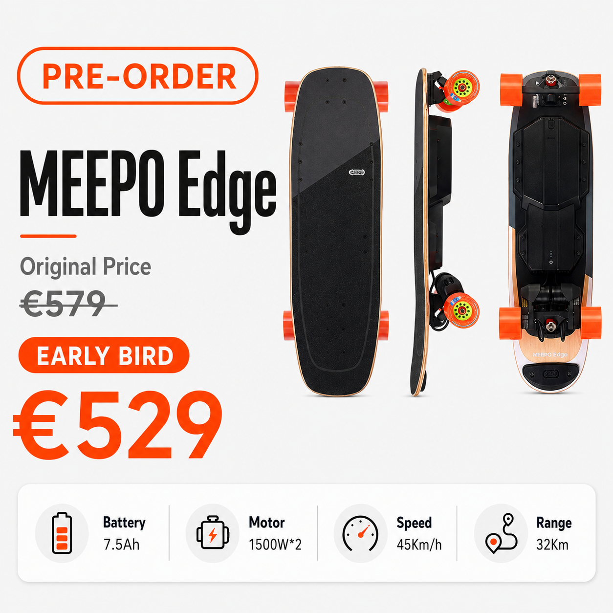 Meepo Edge Electric Skateboard Pre Order