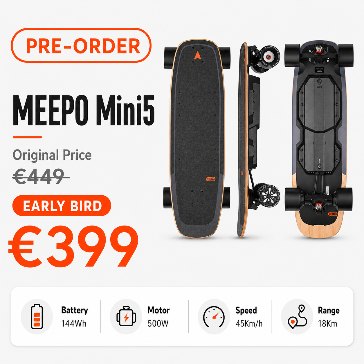 Meepo MINI 5 Electric Skateboard Pre Order