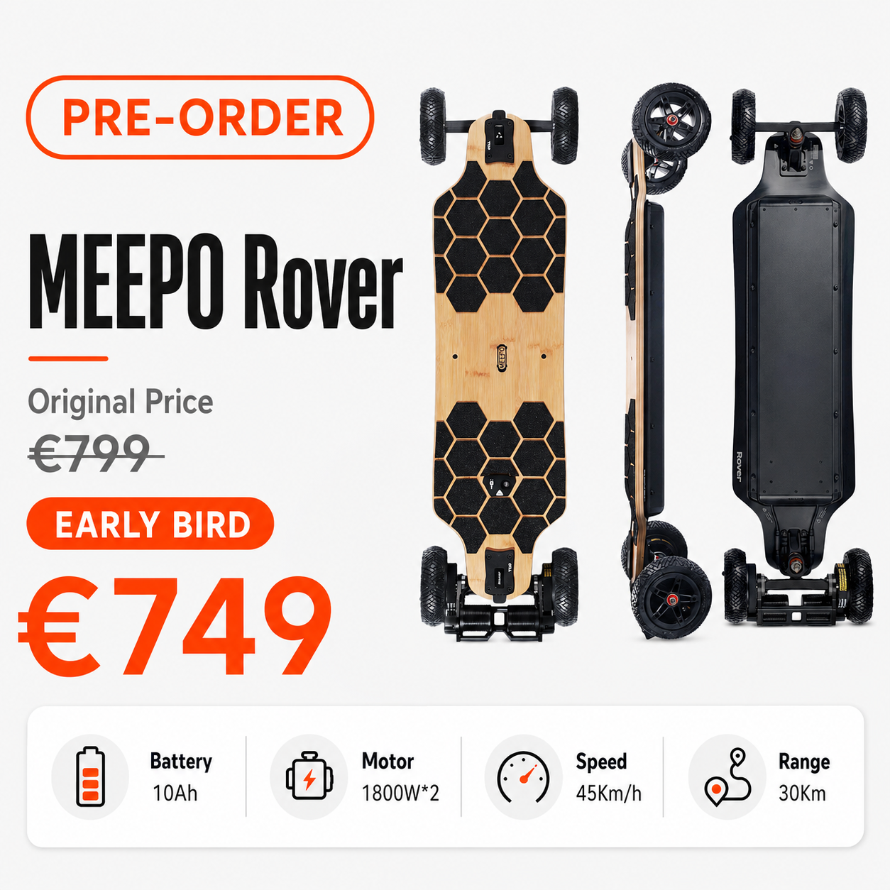 Meepo Rover Electric Skateboard Pre Order