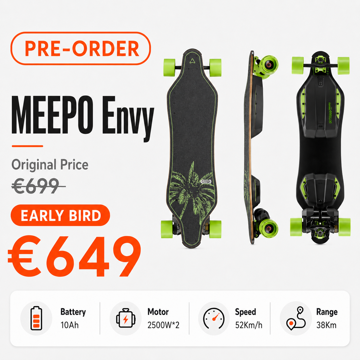 Meepo Envy Electric Skateboard- NLS 3 Pre Order