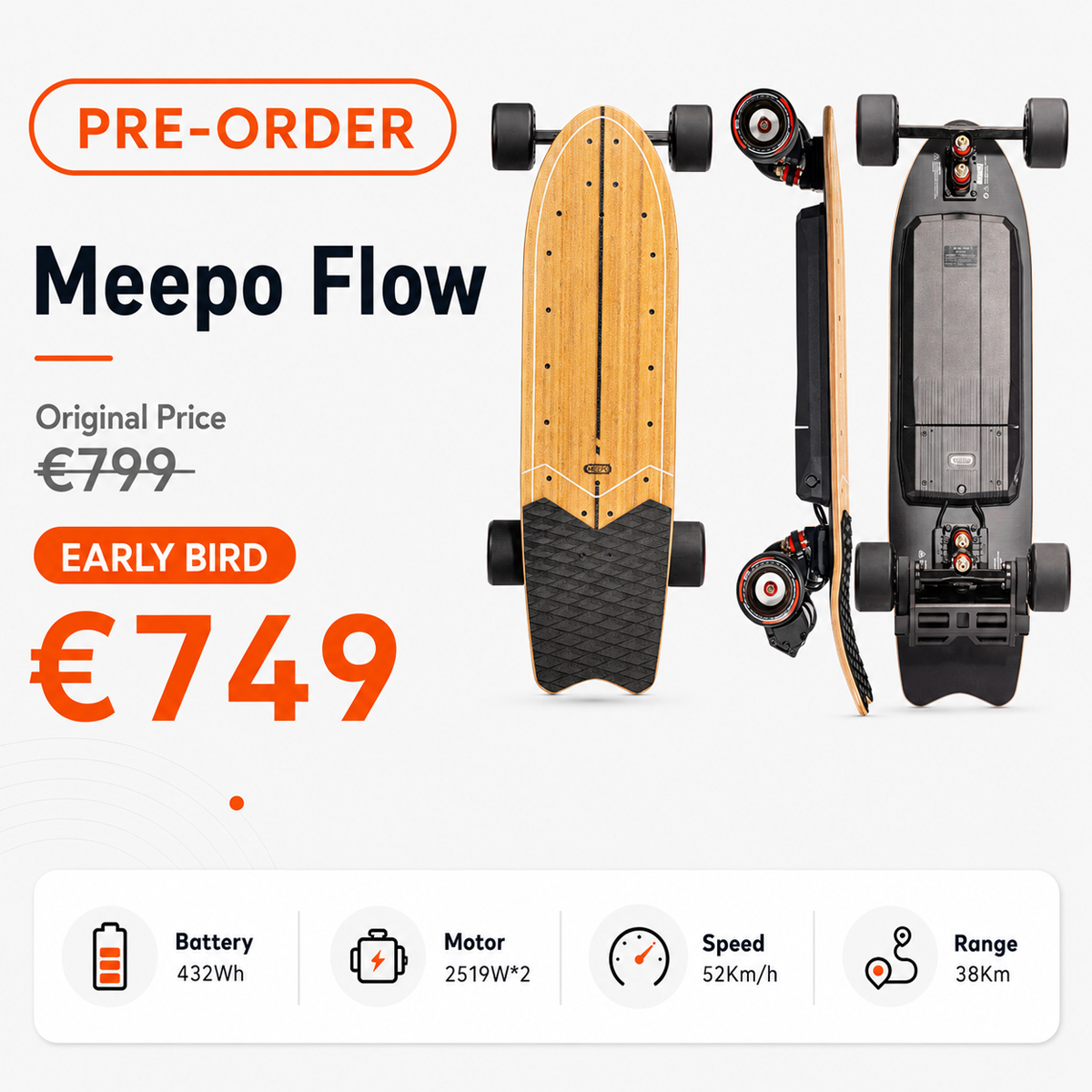 Meepo Flow Electric Skateboard Pre Order