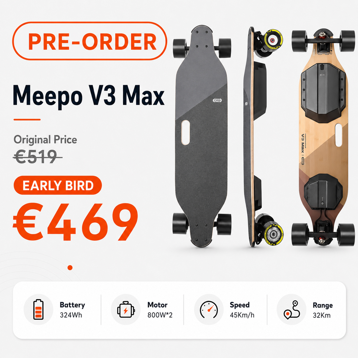 Meepo V3 Max Electric Skateboard-Pre Order