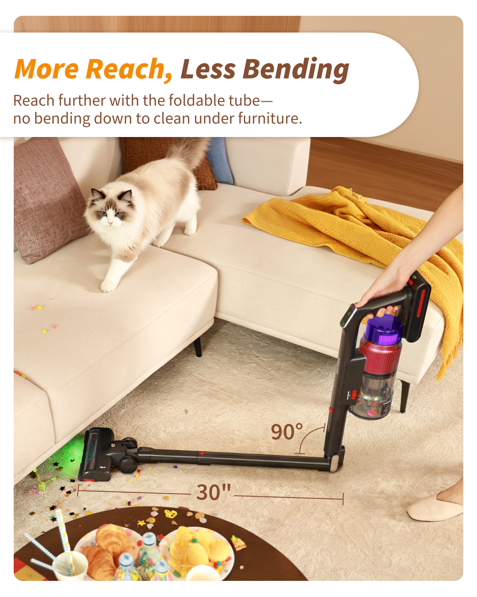 ElecKeys K30 650W Cordless Vacuum Cleaner,55KPa Lightweight Vacuum Cleaners withCharging Dock
