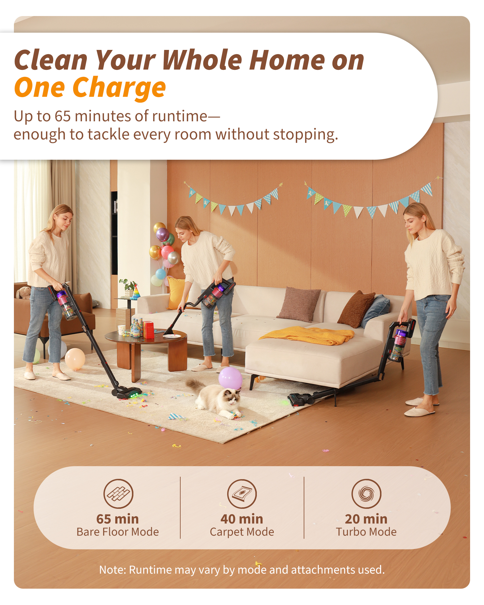 ElecKeys K30 650W Cordless Vacuum Cleaner,55KPa Lightweight Vacuum Cleaners withCharging Dock
