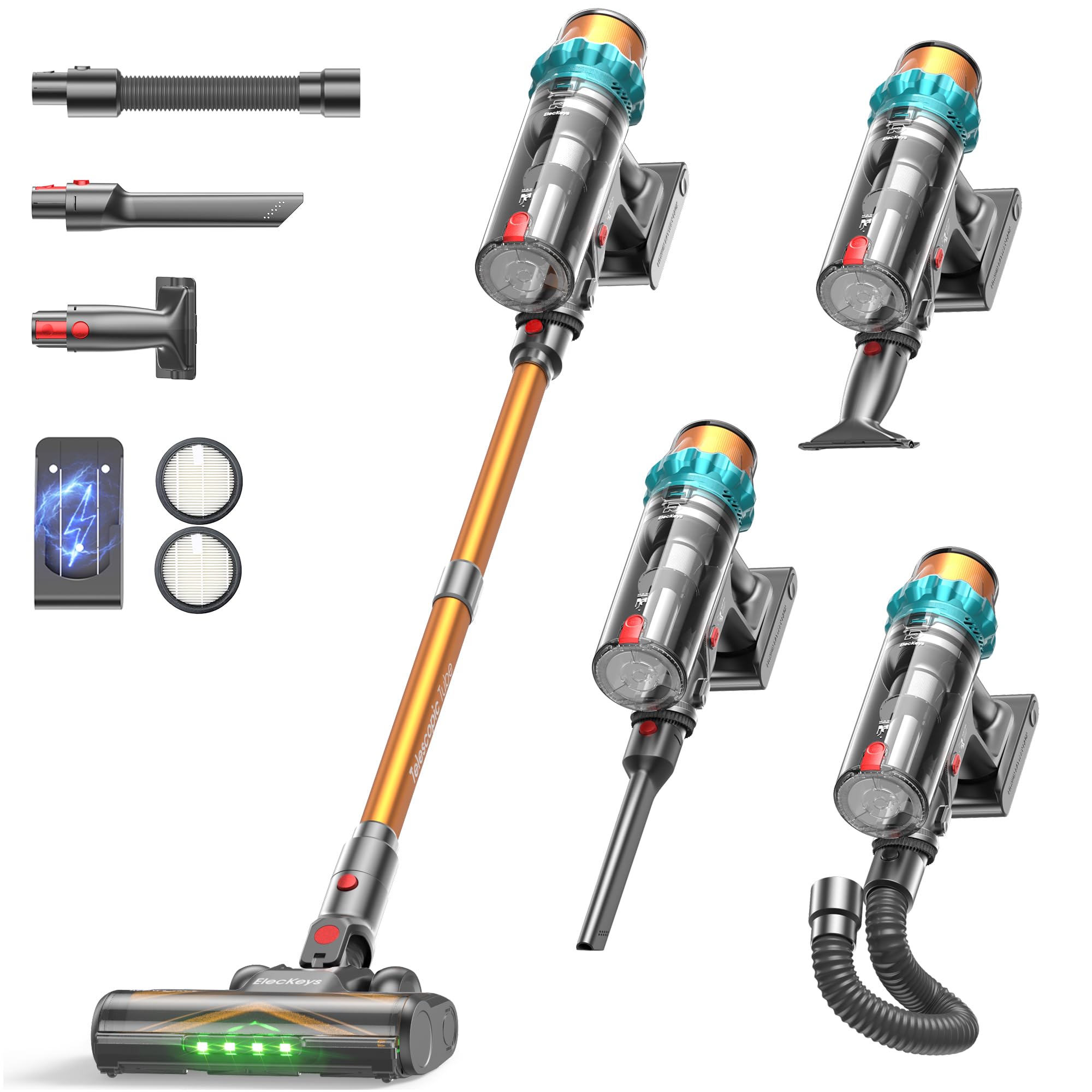 ElecKeys Cordless Vacuum Cleaner, 600W 50KPA 70Mins Self-Standing Vacuum Cleaners for Home, K10