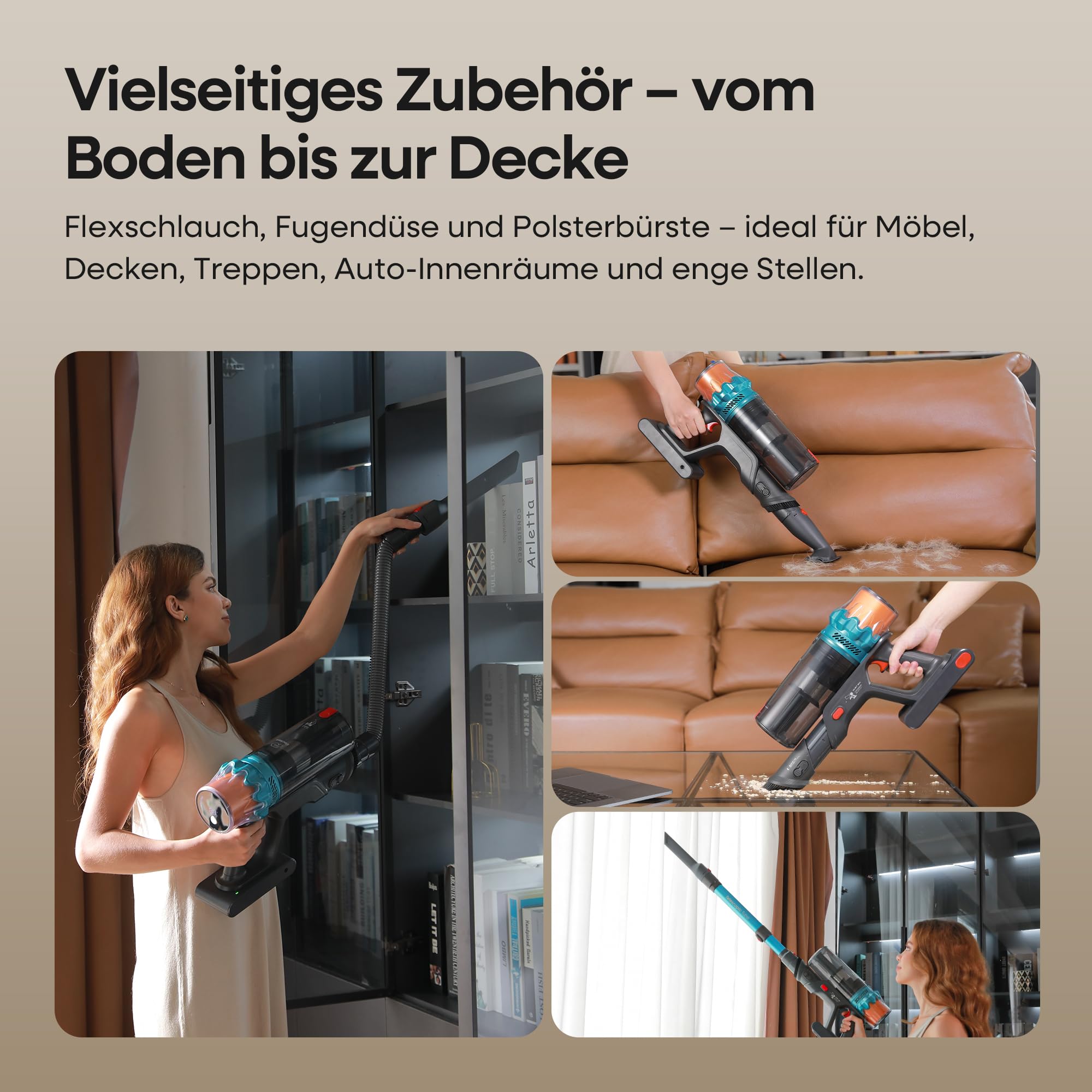 ElecKeys Cordless Vacuum Cleaner, 600W 50KPA 70Mins Self-Standing Vacuum Cleaners for Home, K10