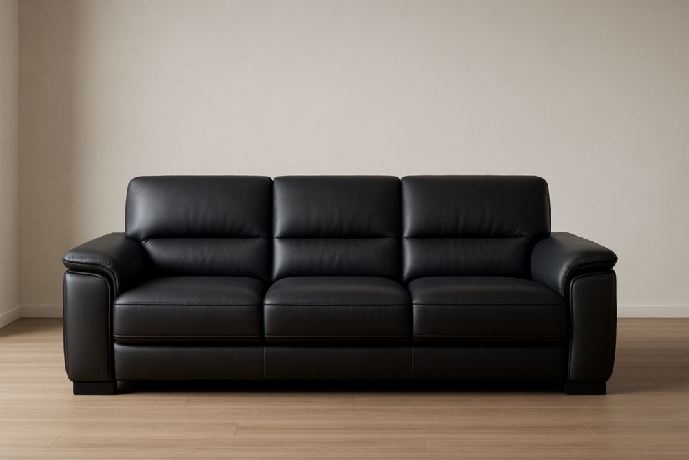Canapé trois places en cuir noir