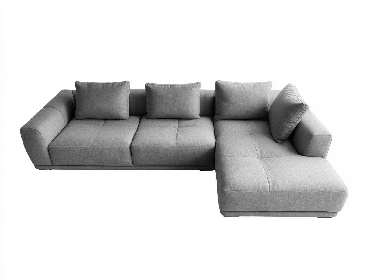 Canapé d’angle en tissu gris modulable – style moderne-Nestuploft