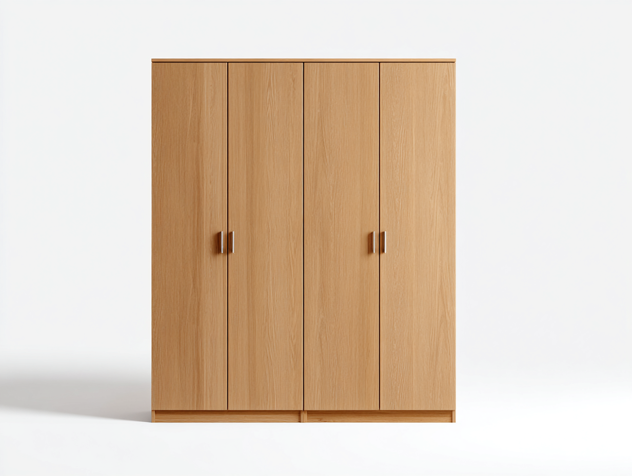 Armoire en bois naturel à portes pleines – style minimaliste-Nestuploft