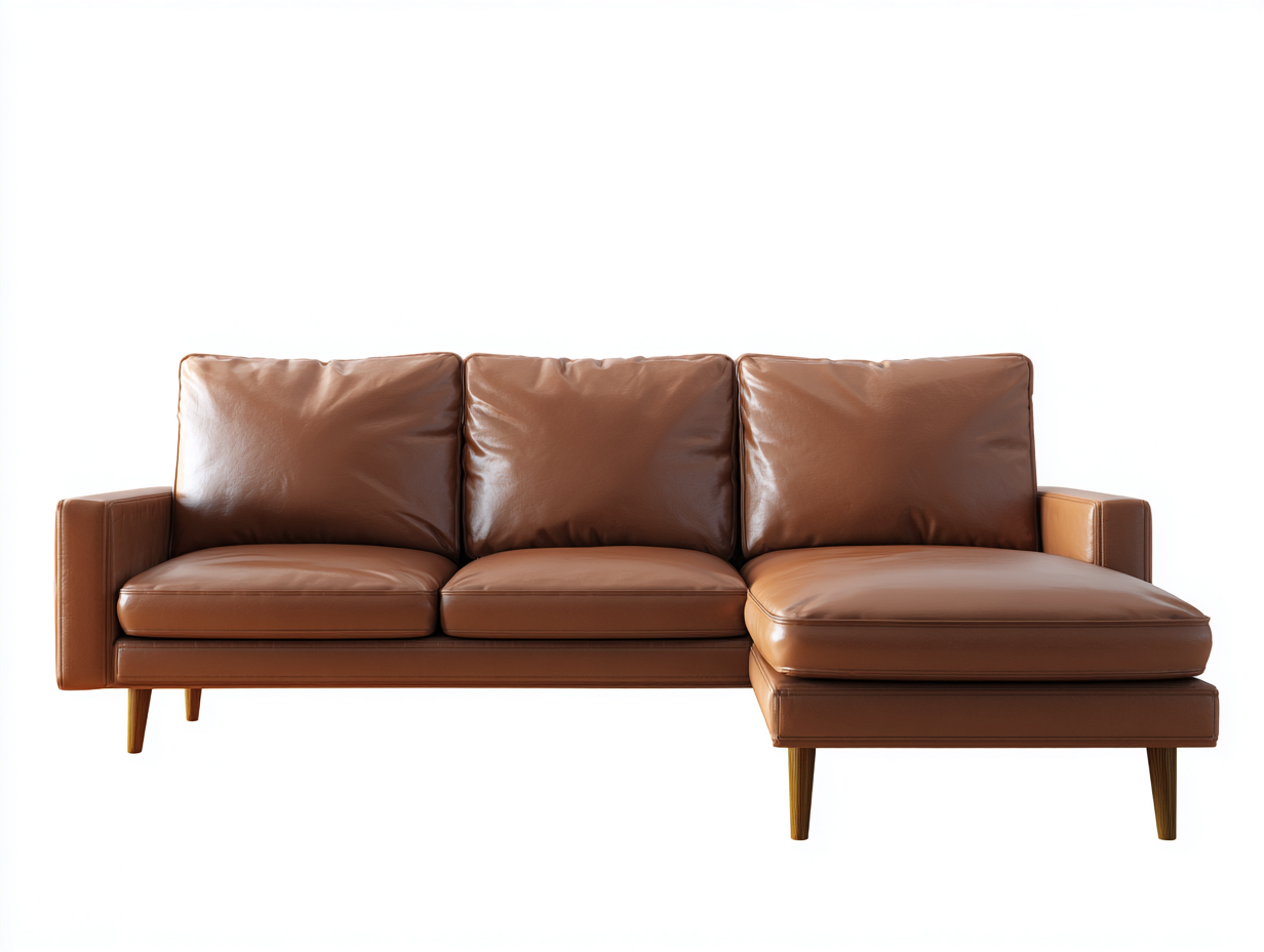 Canapé d’angle en cuir marron avec pieds fins – style moderne-Nestuploft