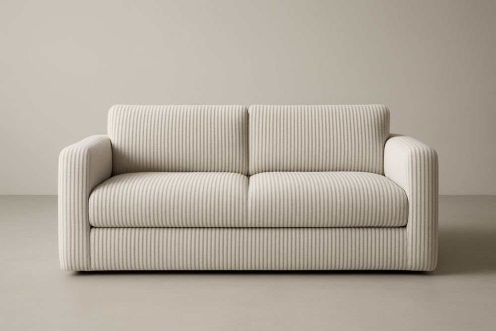 Canapé 2 places en tissu polyester côtelé beige