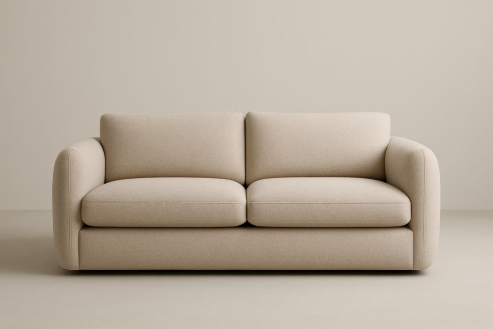 Canapé deux places tissu polyester beige 180x90x85 cm(L×l×H)