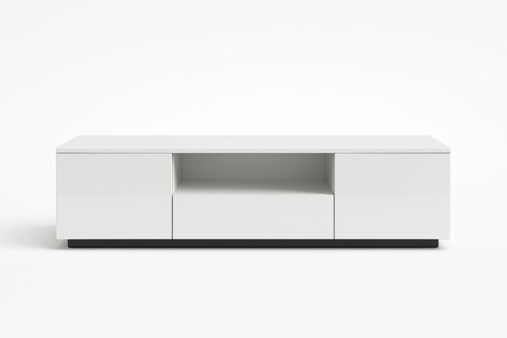 Meuble TV en MDF laqué blanc 120x40x35 cm