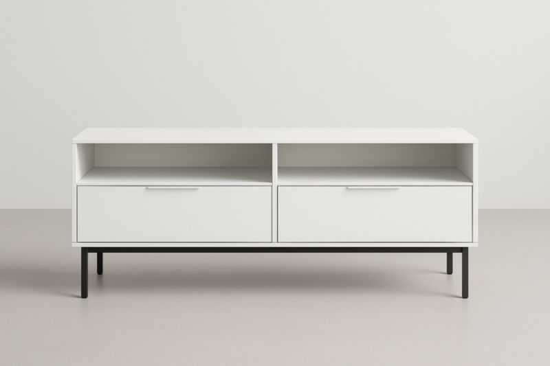 Meuble TV en MDF et acier Blanc 120x40x50 cm