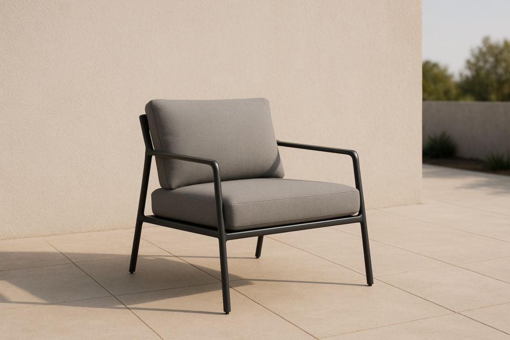 Fauteuil extérieur en aluminium et polyester Gris