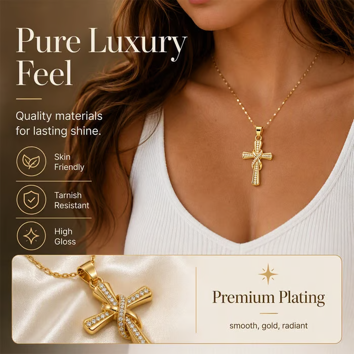 ⏰Women's Sparkling Twisted Knot Cross Pendant Necklace✝️📿