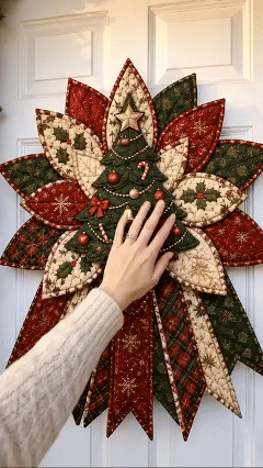 Handmade quilted Christmas tree door hanging Handmade quilted Christmas tree door hanging with warm holiday welcome