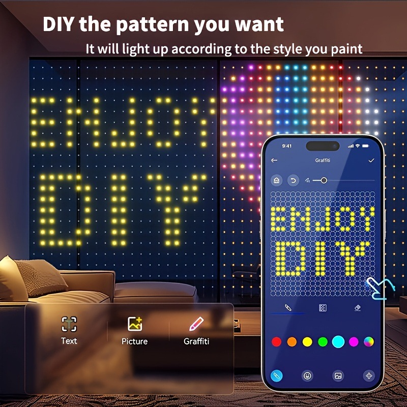 🎄 Smart LED Curtain Lights | App-Controlled Animated Christmas Wall Display ✨