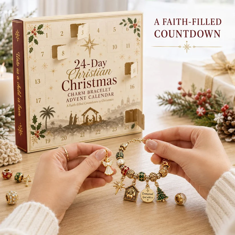 🎄24-Day Christian Christmas Charm Bracelet Advent Calendar