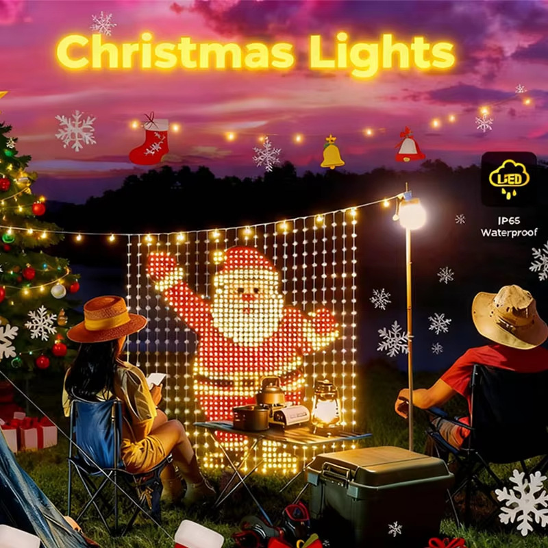 🎄 Smart LED Curtain Lights | App-Controlled Animated Christmas Wall Display ✨