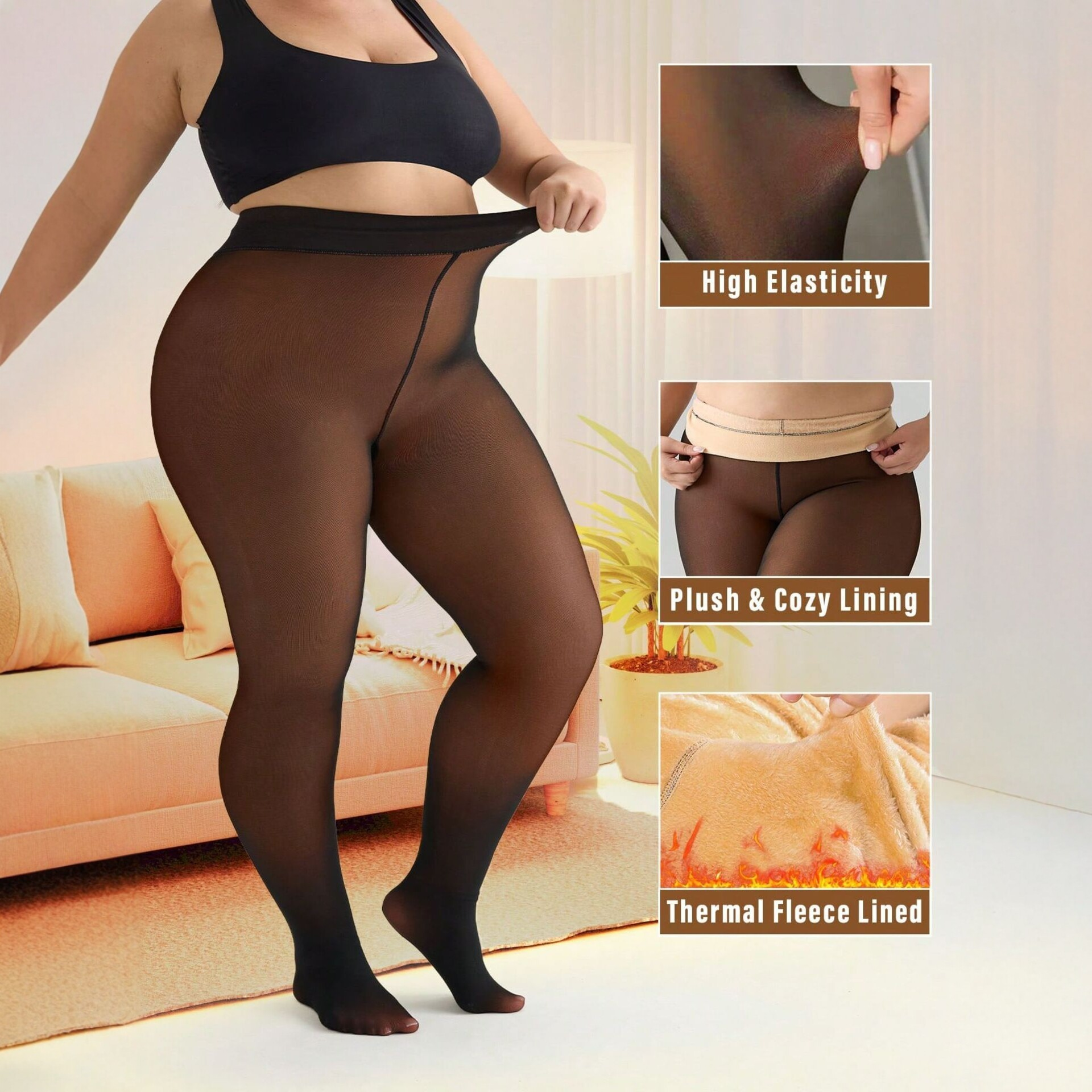 🔥Hot Sale 50% OFF!!⚡50K+ SOLD!❄️One-Seam The-original Magic Fleece Lined Leggings✨