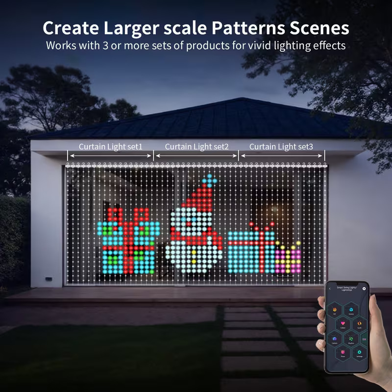 🎄 Smart LED Curtain Lights | App-Controlled Animated Christmas Wall Display ✨