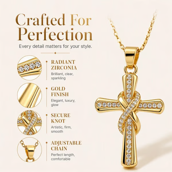 ⏰Women's Sparkling Twisted Knot Cross Pendant Necklace✝️📿