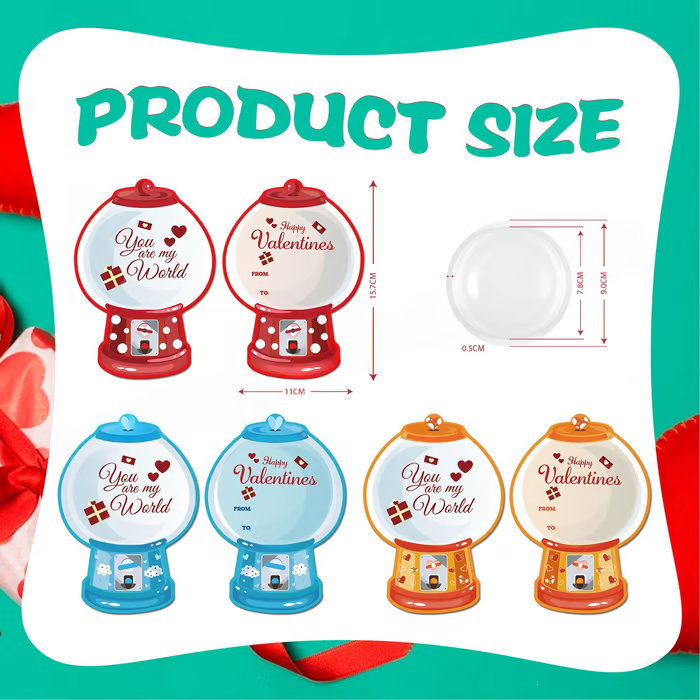 Valentine's Candy Cards Gift Set | 36/18 Pcs with Plastic Domes, DIY Treat Holders for Classroom Exchange, Kids & Couples 💝🎁🍬