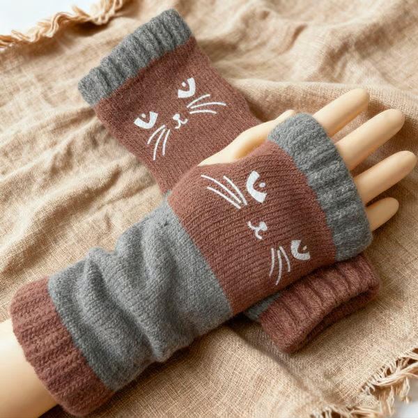 【🎉LAST DAY BUY 1 GET 3 PACKS🎉】TODAY ONLY $6.66EACH ！!Women's Knitted Fingerless Gloves with Cute Cat – Cozy, Stylish & Practical Winter Hand Warmers 🐾