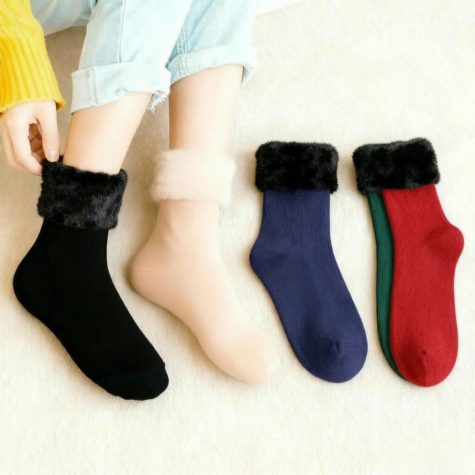 ✝️ LIMITED‑TIME 50% OFF! ✨5 pairs of thick fleece-lined, warm, snow socks