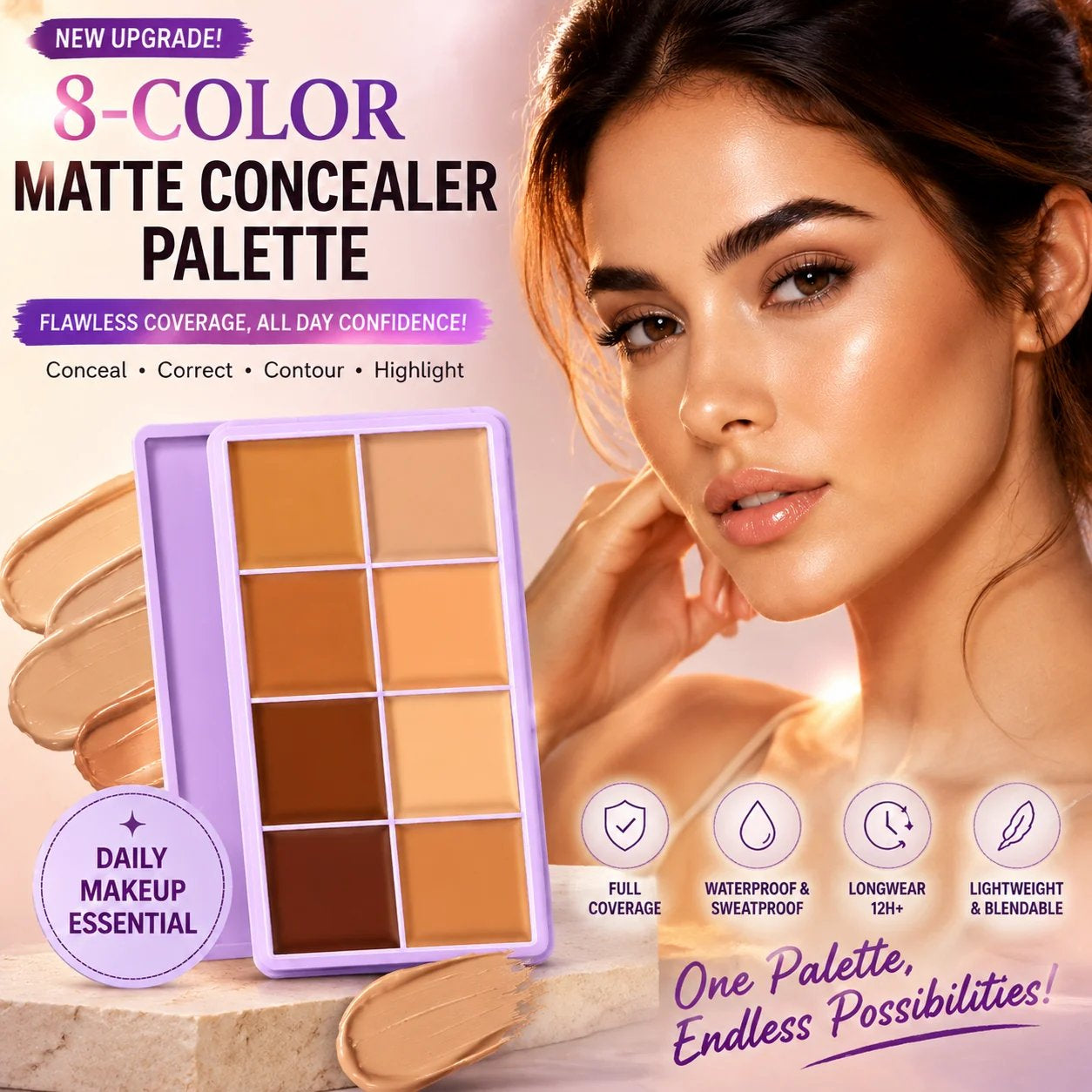 🎄 LIMITED‑TIME 50% OFF! 💖8-Color Matte Concealer Palette
