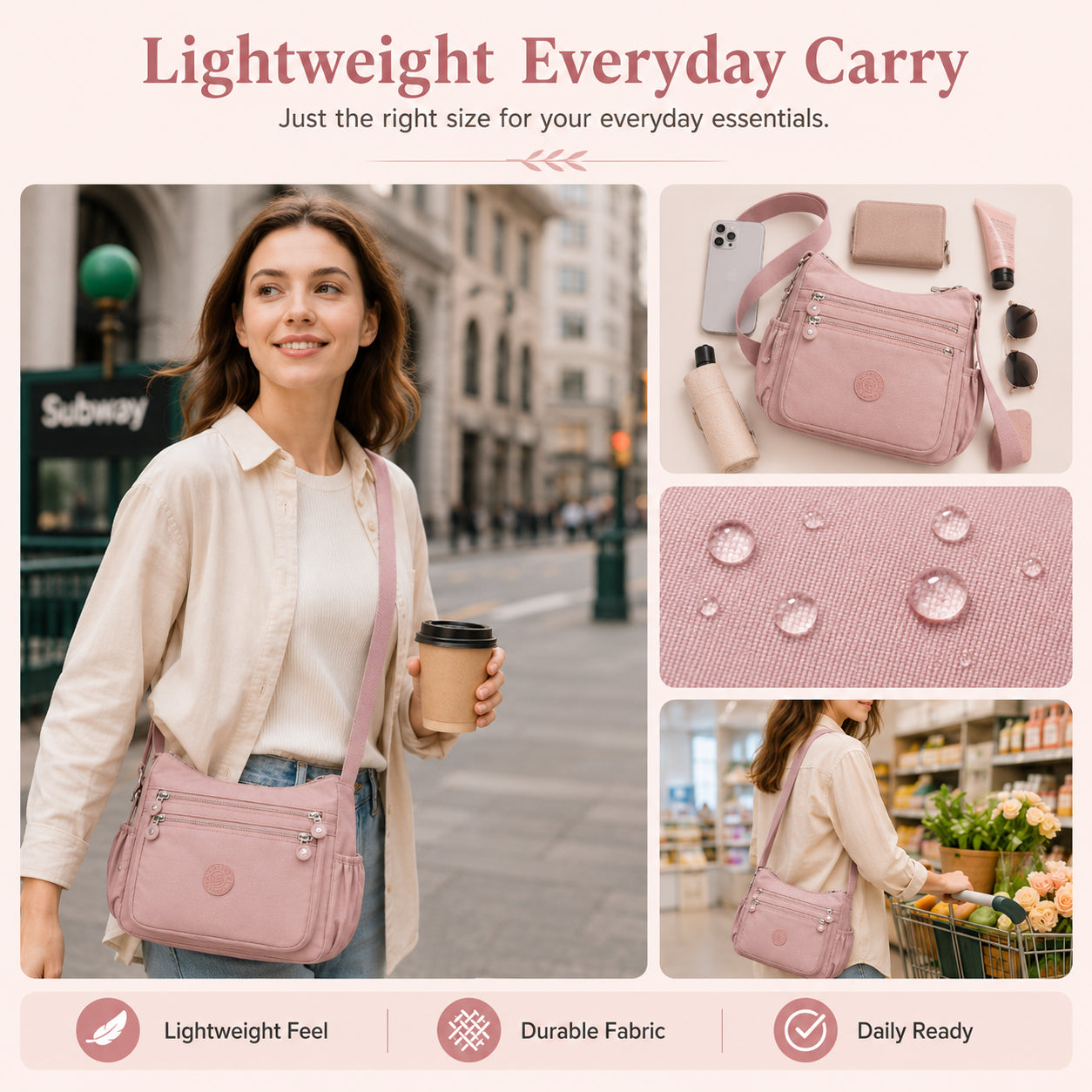 Multi-Pocket Campus Nylon Crossbody Bag
