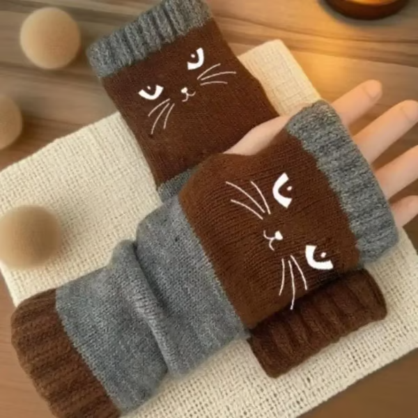 【🎉LAST DAY BUY 1 GET 3 PACKS🎉】TODAY ONLY $6.66EACH ！!Women's Knitted Fingerless Gloves with Cute Cat – Cozy, Stylish & Practical Winter Hand Warmers 🐾