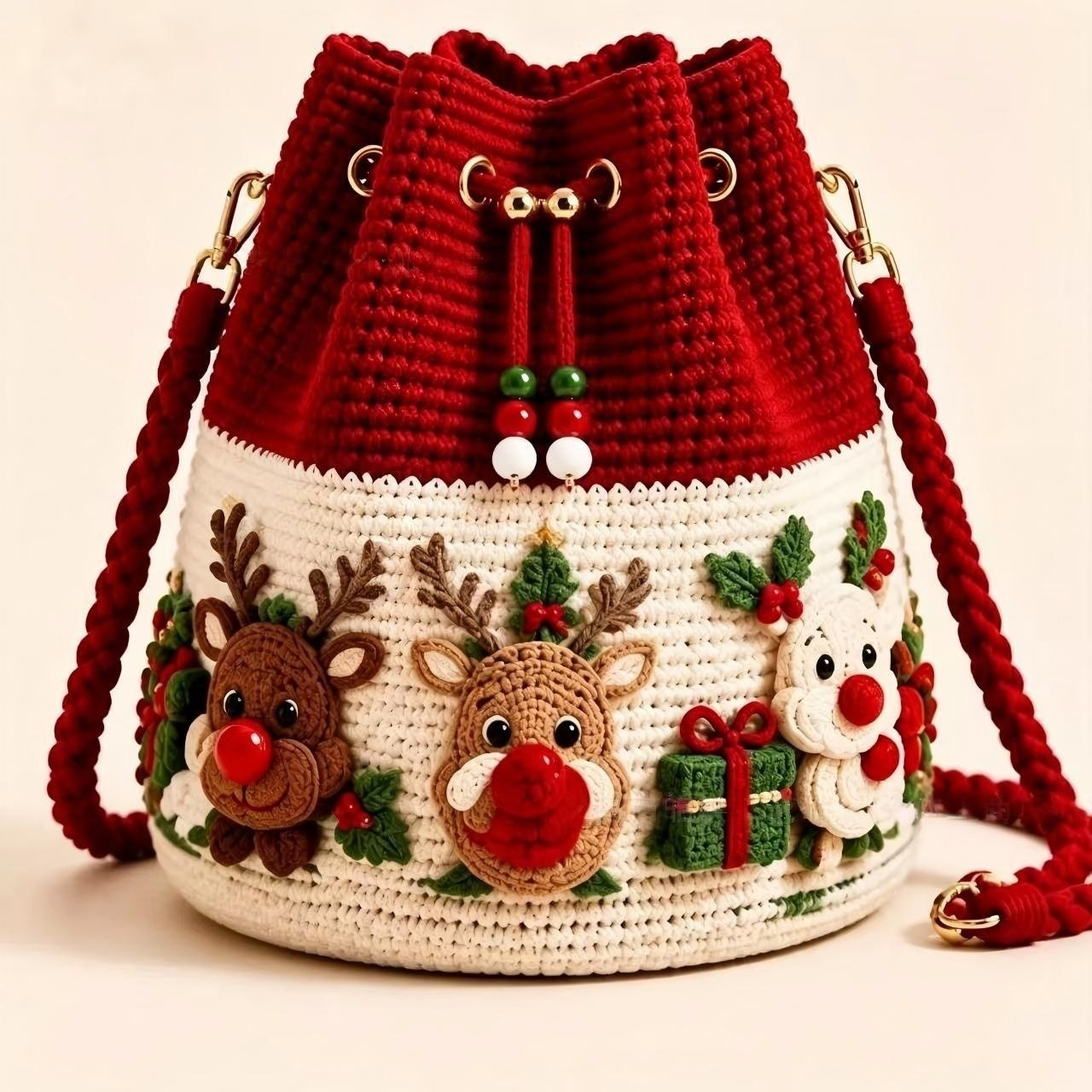 🎄3D Christmas Crochet Bucket Bag  