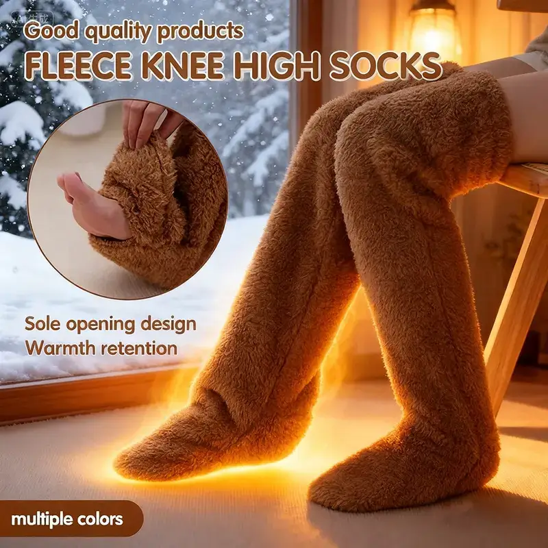 🔥Hot Sale 49% OFF✨Over Knee High Fuzzy Long Socks Winter Warm Cold Leg Knee Joint Cold-proof Stockings Home Floor Sleeping Socks
