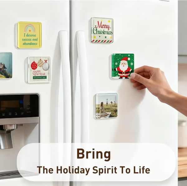 🎞✂10 Pack 2" x 2" Clear Acrylic DIY Fridge Magnet Set with Adhesive Backing – Square Magnetic Photo Frames with Stunning 3D Effect 💕
