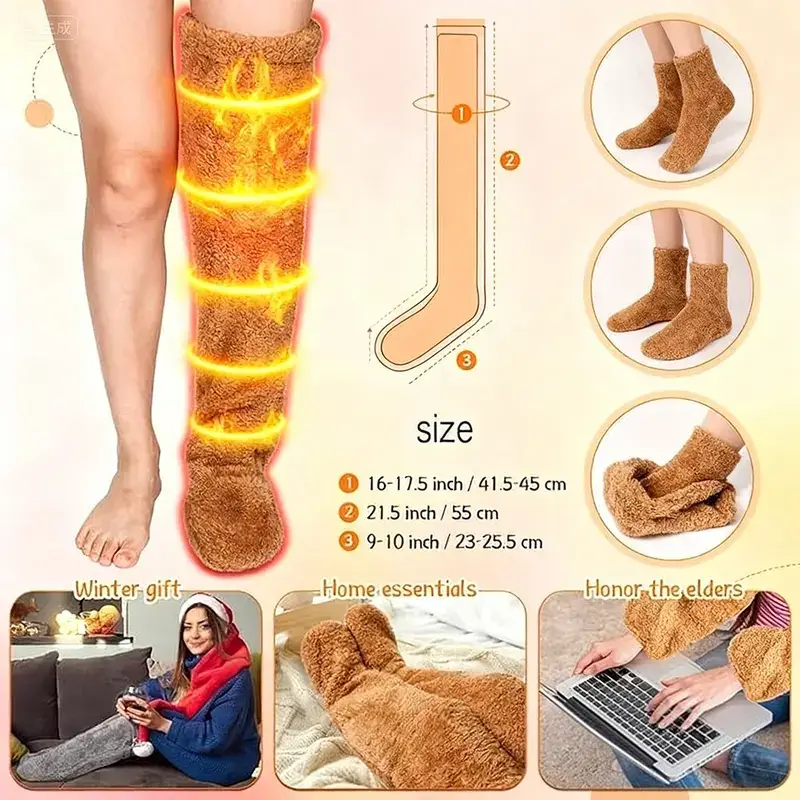 🔥Hot Sale 49% OFF✨Over Knee High Fuzzy Long Socks Winter Warm Cold Leg Knee Joint Cold-proof Stockings Home Floor Sleeping Socks