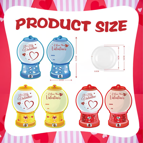 Valentine's Candy Cards Gift Set | 36/18 Pcs with Plastic Domes, DIY Treat Holders for Classroom Exchange, Kids & Couples 💝🎁🍬