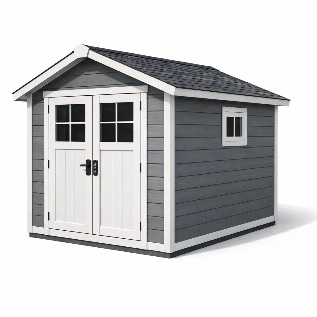 Abri de jardin en résine gris et blanc 245x200x230 cm-homeurbania