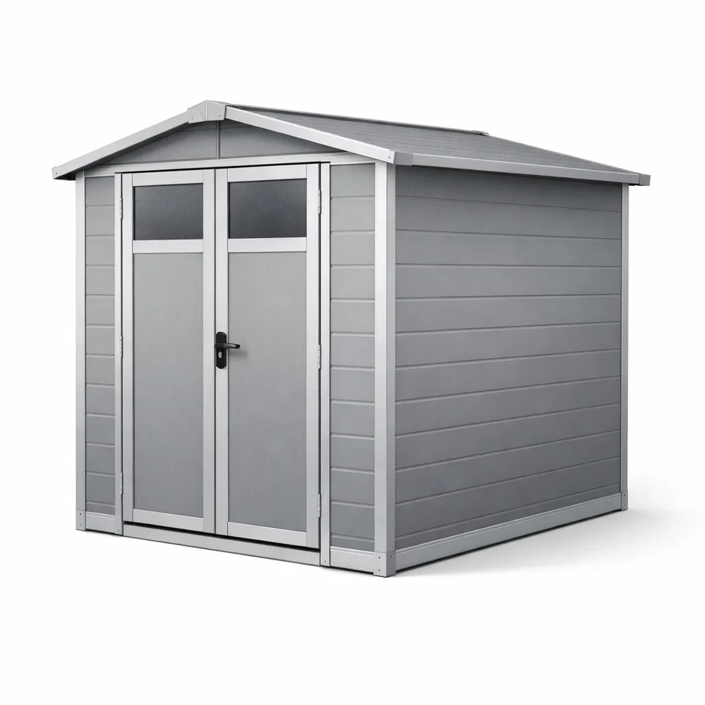 Abri de jardin en plastique gris 185x152x226 cm-homeurbania